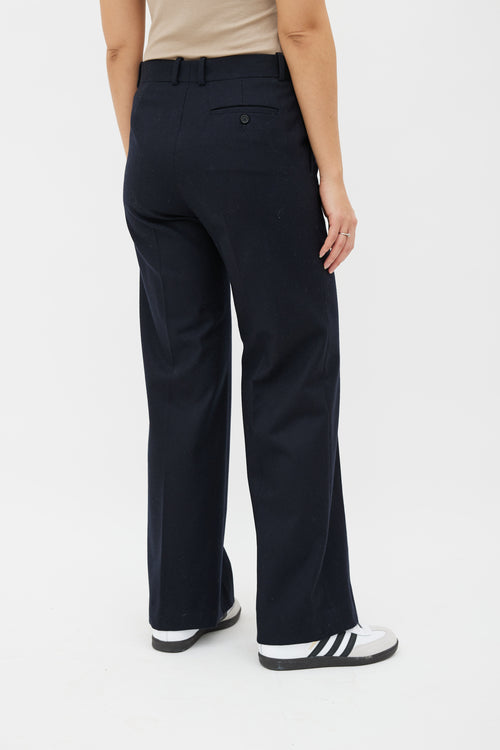 Celine Navy Wool Wide Leg Trouser