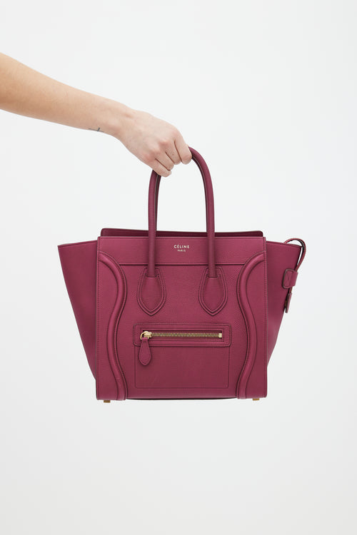 Celine Purple Micro Luggage Tote Bag