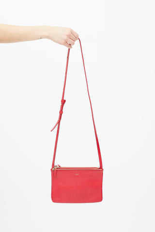 Celine Red Leather Trio Bag