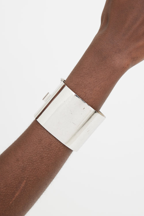 Celine Silver Manchette Metal Cuff Bracelet