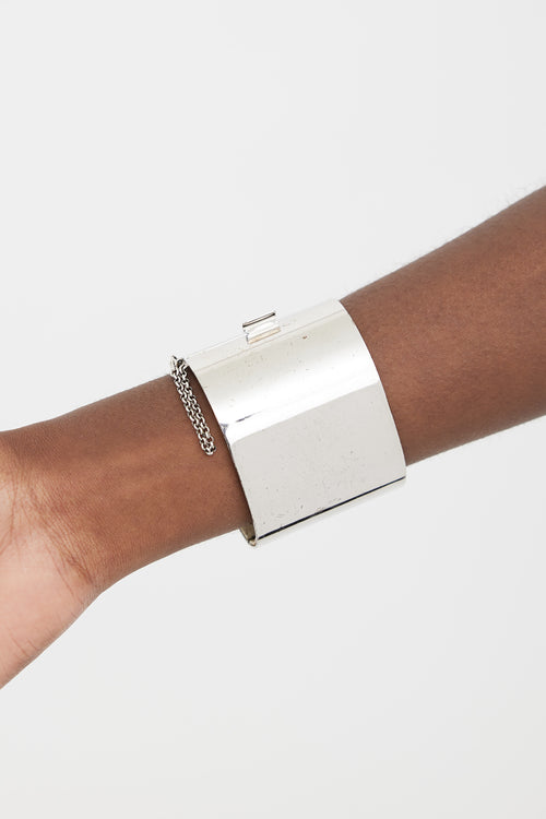 Celine Silver Manchette Metal Cuff Bracelet