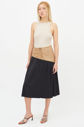 Celine Spring 2017 Black 
Brown Leather Skirt