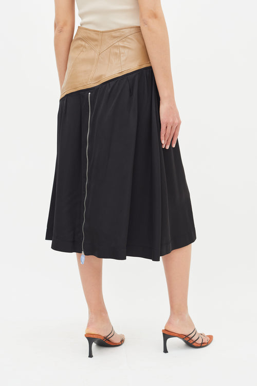 Celine Spring 2017 Black 
Brown Leather Skirt