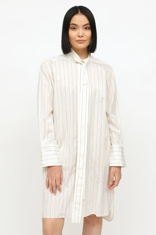 Celine White Striped Shirt Dress