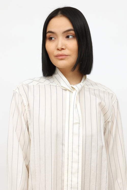 Celine White Striped Shirt Dress