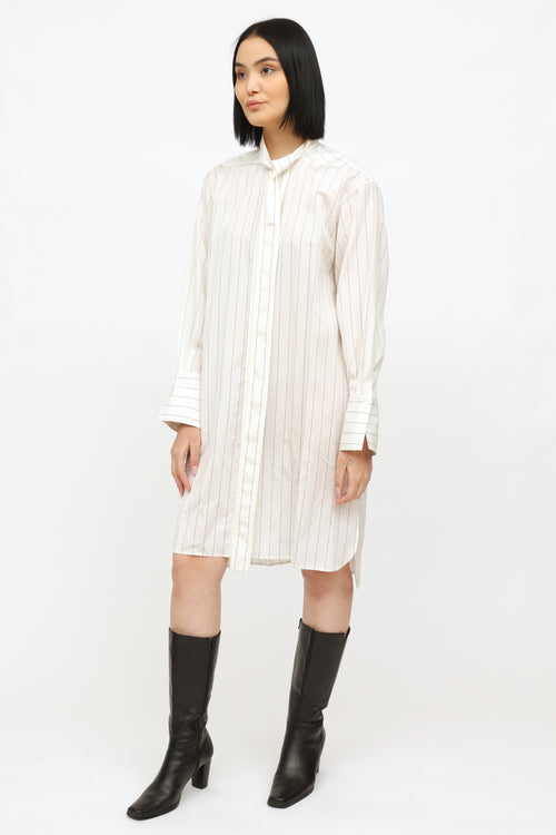 Celine White Striped Shirt Dress