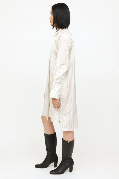 Celine White Striped Shirt Dress