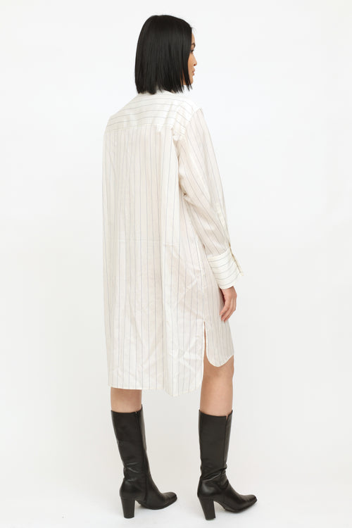 Celine White Striped Shirt Dress