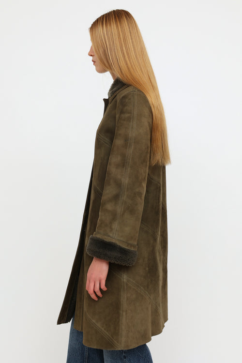 Celine Vintage Green Shearling Coat