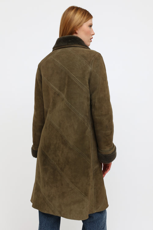 Celine Vintage Green Shearling Coat