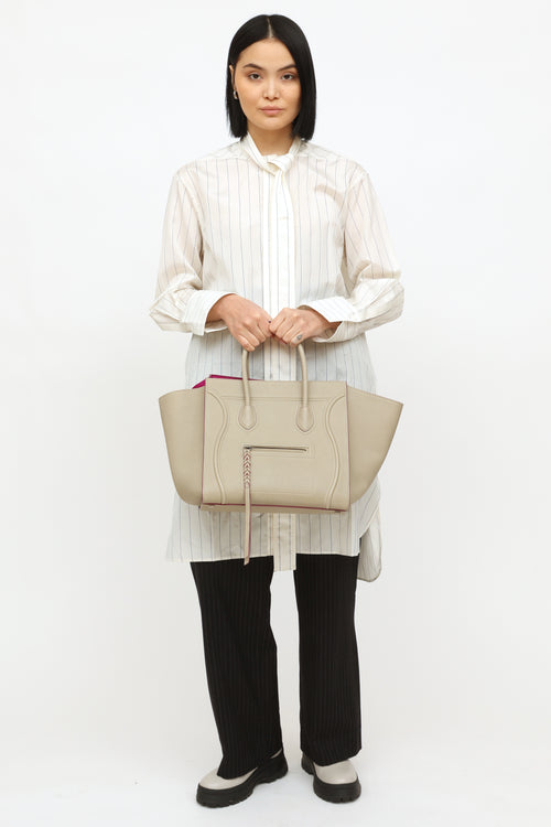 Celine Taupe Leather Medium Phantom Tote