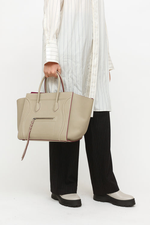 Celine Taupe Leather Medium Phantom Tote