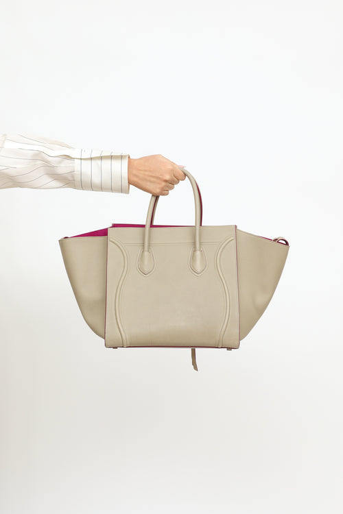 Celine Taupe Leather Medium Phantom Tote