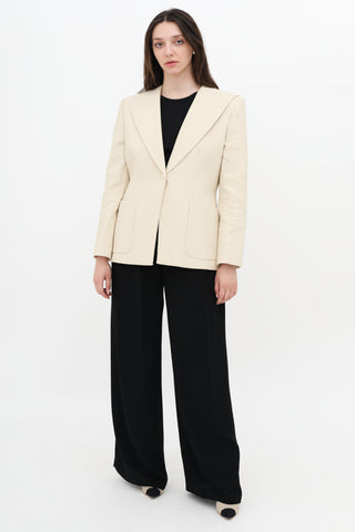 Chanel Beige Shawl Lapel Blazer