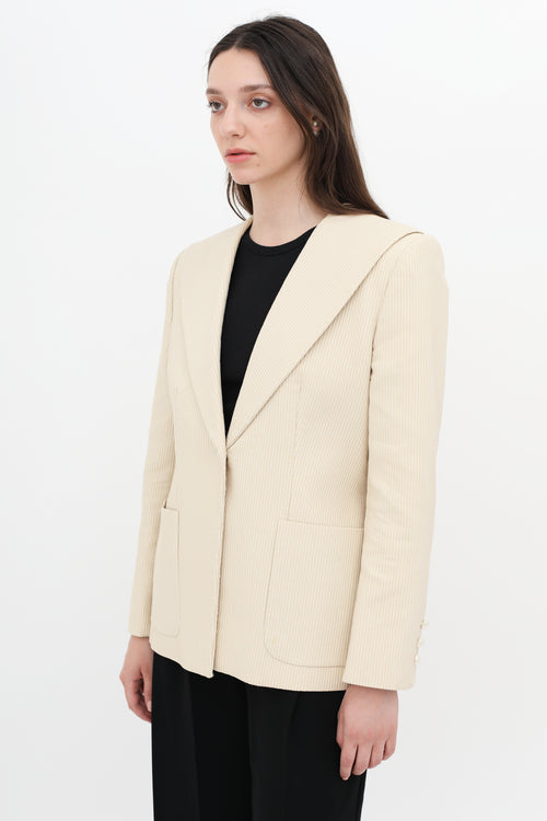 Chanel Beige Shawl Lapel Blazer