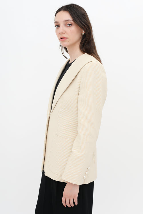 Chanel Beige Shawl Lapel Blazer