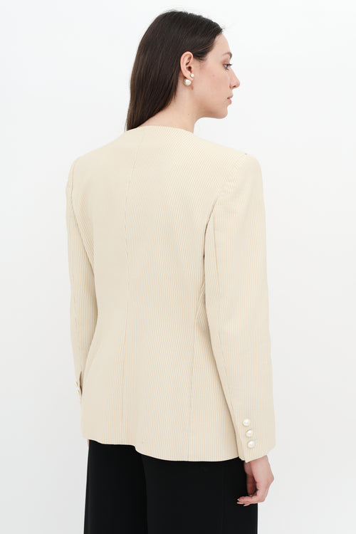 Chanel Beige Shawl Lapel Blazer