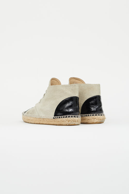 Chanel Beige Crackle Leather Hi Top Espadrille