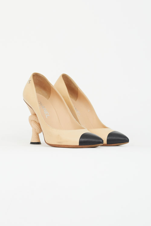 Chanel Beige Leather Knotted Heel Pump