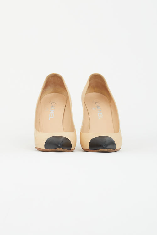 Chanel Beige Leather Knotted Heel Pump