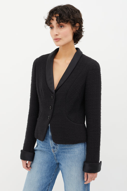 Chanel Black Autumn 2006 Shawl Lapel Tweed Blazer