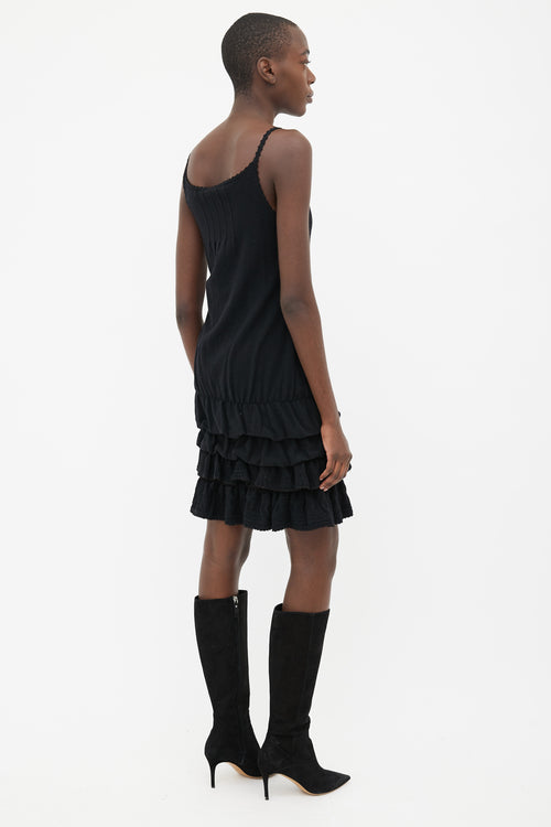 Chanel Black Knit Tiered Ruffle Sleeveless Dress