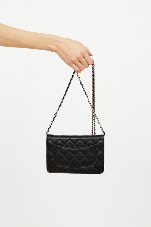 Chanel 2014 Black Classic Quilted On Chain Wallet