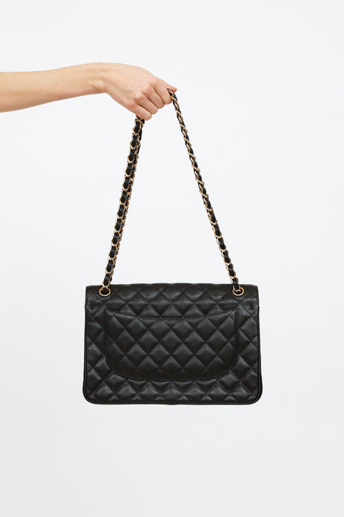 Chanel 2018 Black Caviar Jumbo Flap Bag