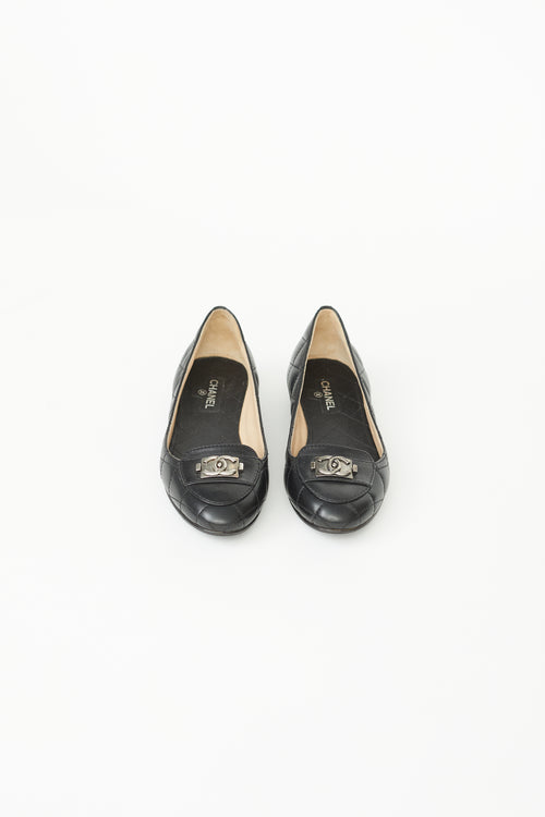 Chanel Black Leather Ballerina Flat