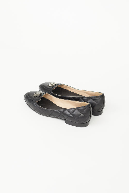 Chanel Black Leather Ballerina Flat