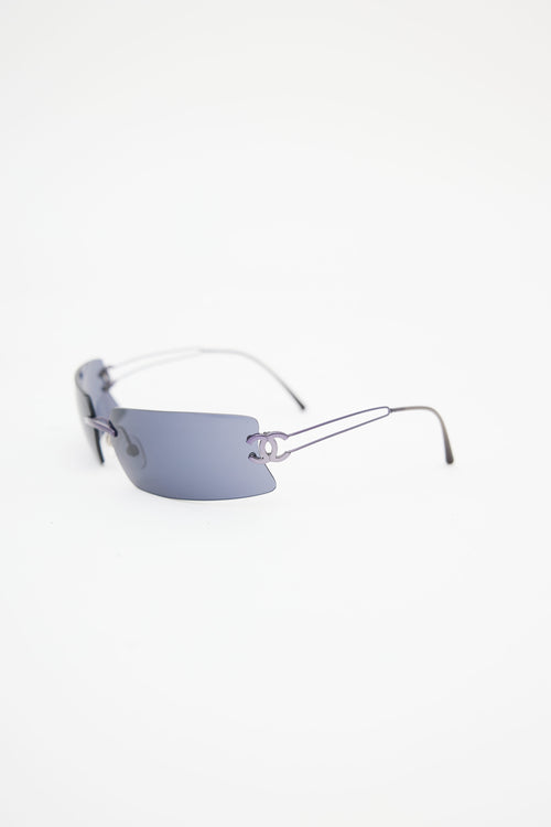 Chanel Silver 
Grey Rimless C180/88 Sunglasses