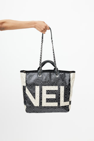 Black Camellia Coated Canvas Tote Bag