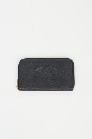 Chanel Black Caviar Leather CC Zip Wallet