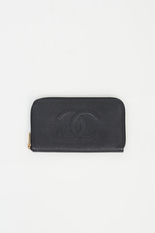 Chanel Black Caviar Leather CC Zip Wallet