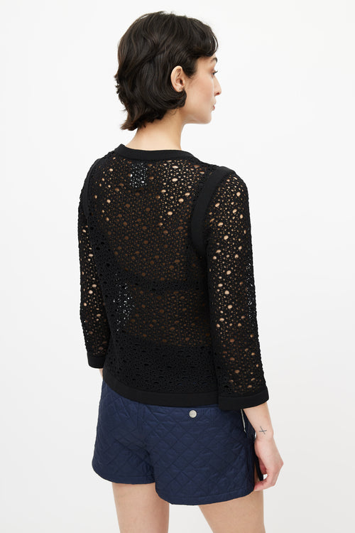 Chanel Black Crochet Knit Sweater