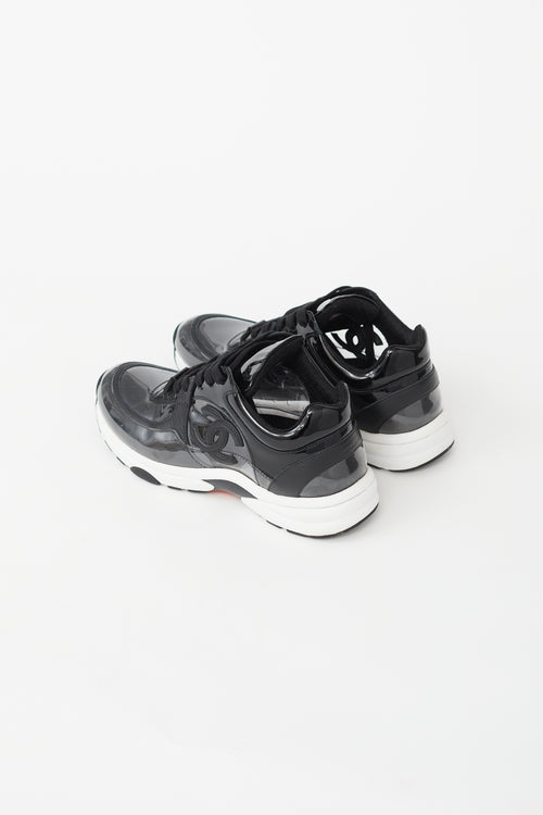 Chanel Black Patent 
Clear PVC CC Sneaker