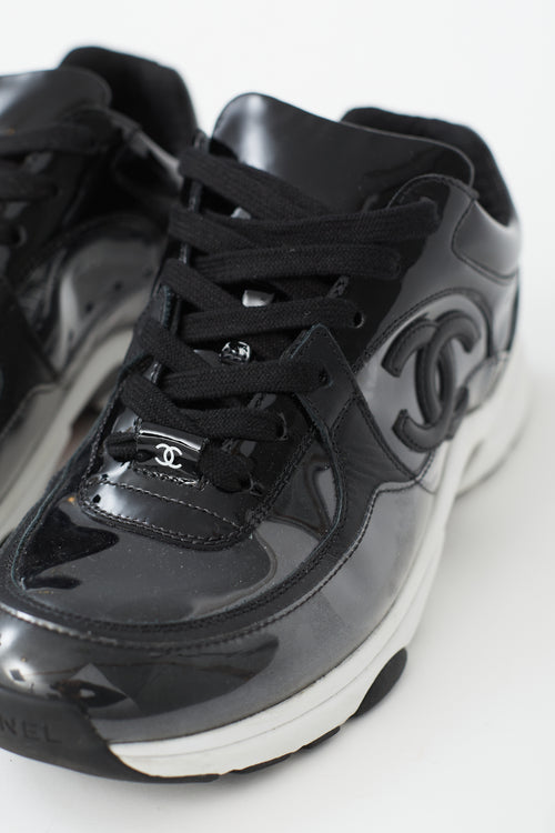 Chanel Black Patent 
Clear PVC CC Sneaker