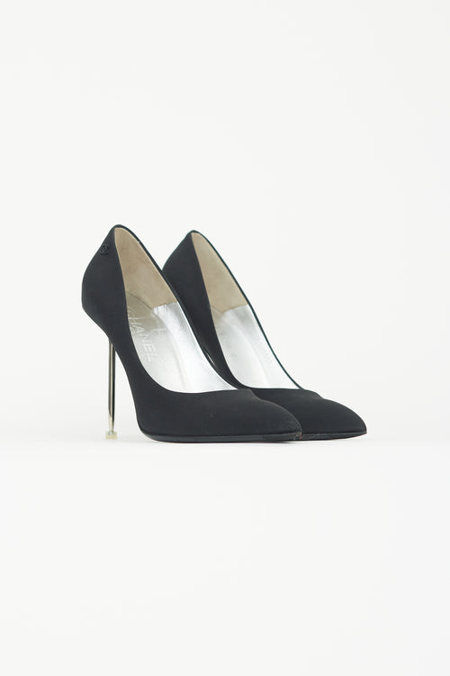 Chanel Black Pointed Toe Pump Heel