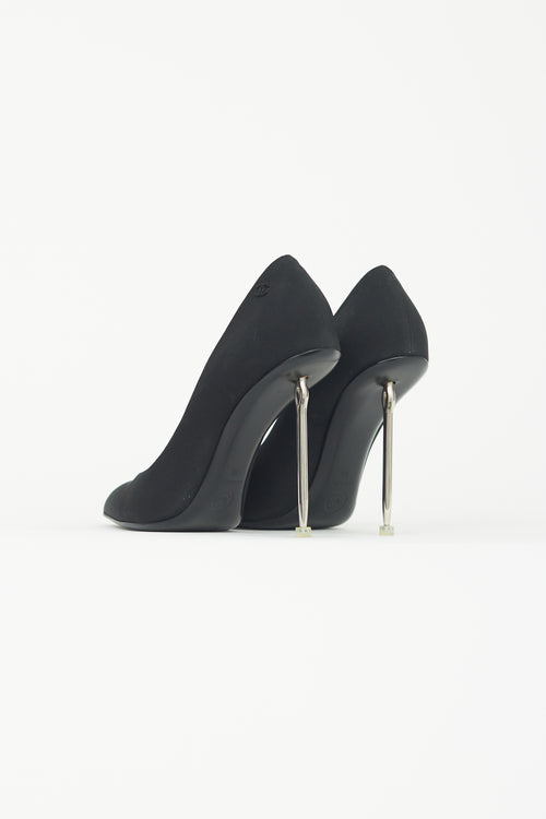 Chanel Black Pointed Toe Pump Heel