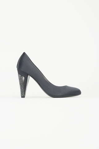 Chanel Black Satin Pump Heel