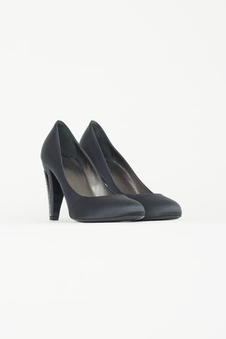 Chanel Black Satin Pump Heel