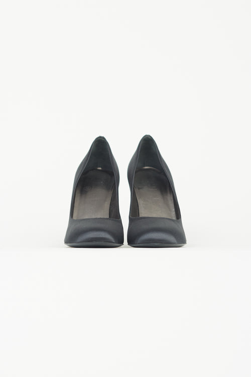 Chanel Black Satin Pump Heel