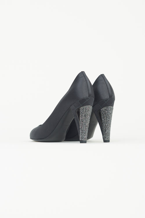 Chanel Black Satin Pump Heel