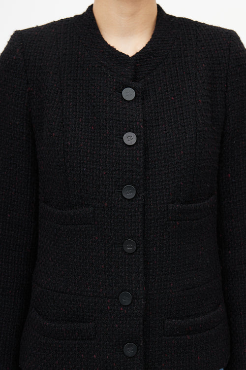 Chanel Black 
Red Tweed Jacket