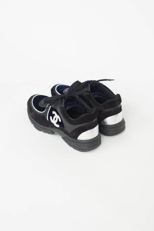 Chanel Black 
Silver CC Logo Sneaker