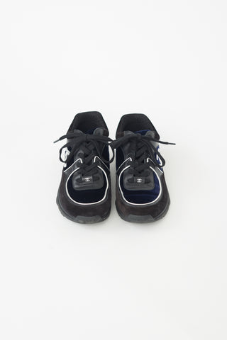 Chanel Black 
Silver CC Logo Sneaker