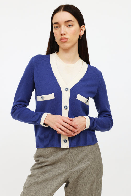 Chanel 2016 Blue Paris-Seoul Cashmere Cardigan