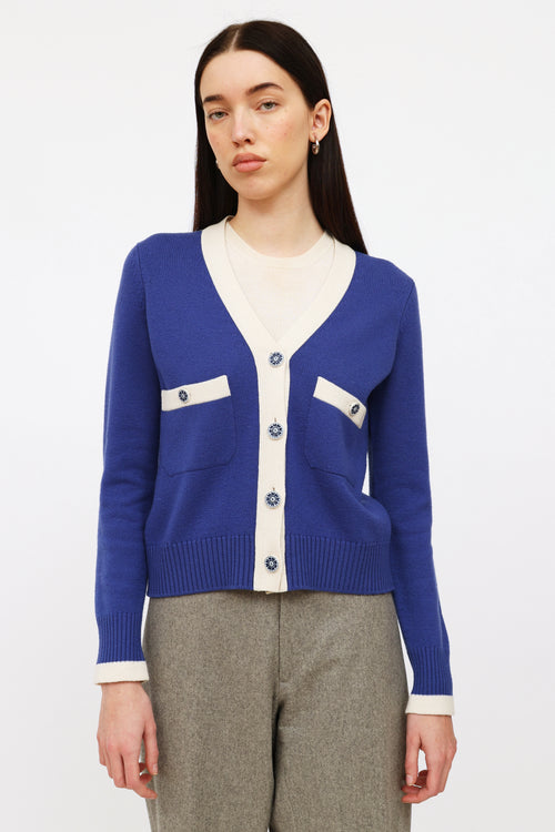 Chanel 2016 Blue Paris-Seoul Cashmere Cardigan