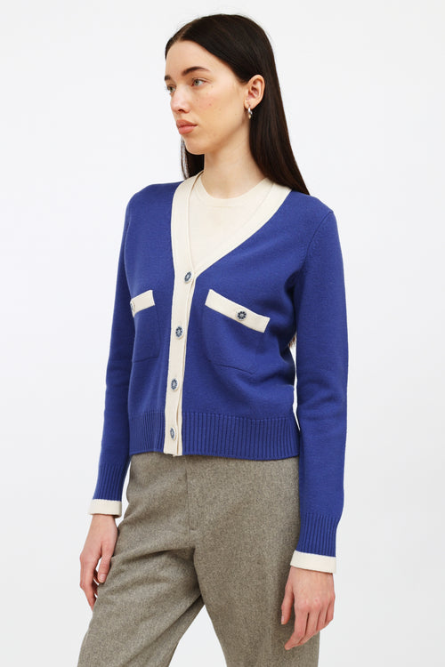 Chanel 2016 Blue Paris-Seoul Cashmere Cardigan