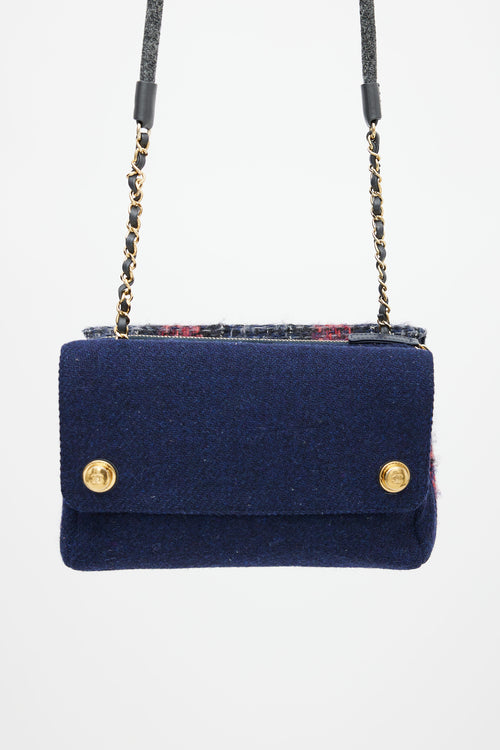 Chanel Navy 
Multicolor Tweed Hamburg Double Side Bag